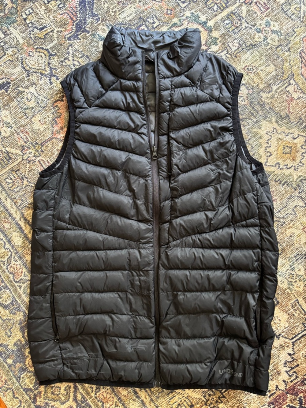 Lands' End Black Quilted Packable Puffer Vest Mens 34-36 Small